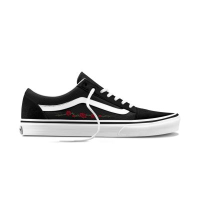 Vans Old Skool Rose Embroidery Black Red - Svart - Sneakers Vans Old Skool Rose Embroidery Black Red - Svart - Sneakers