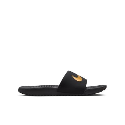 Nike Kawa "Black Metallic Gold" Slides (GS/PS) - Svart - Sandaler